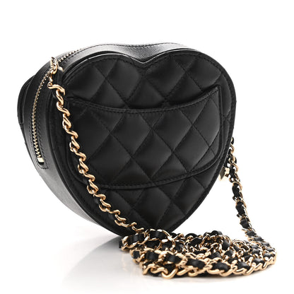 Chanel Lambskin Quilted CC In Love Heart Clutch With Chain Black 3 of 11