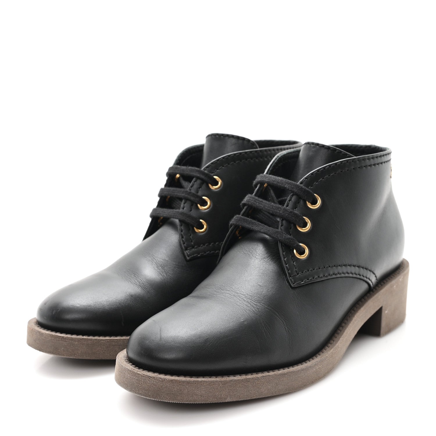 Chanel Calfskin Lace Up CC Boots 38 Black 4 of 10