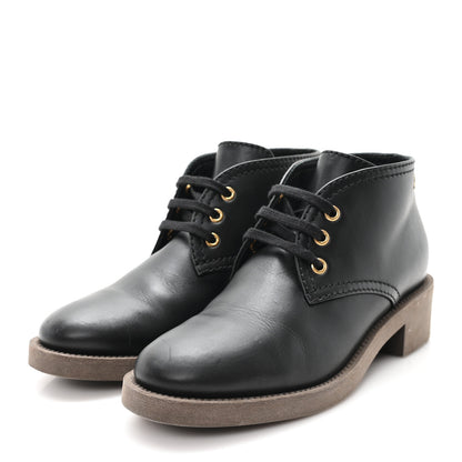 Chanel Calfskin Lace Up CC Boots 38 Black 4 of 10