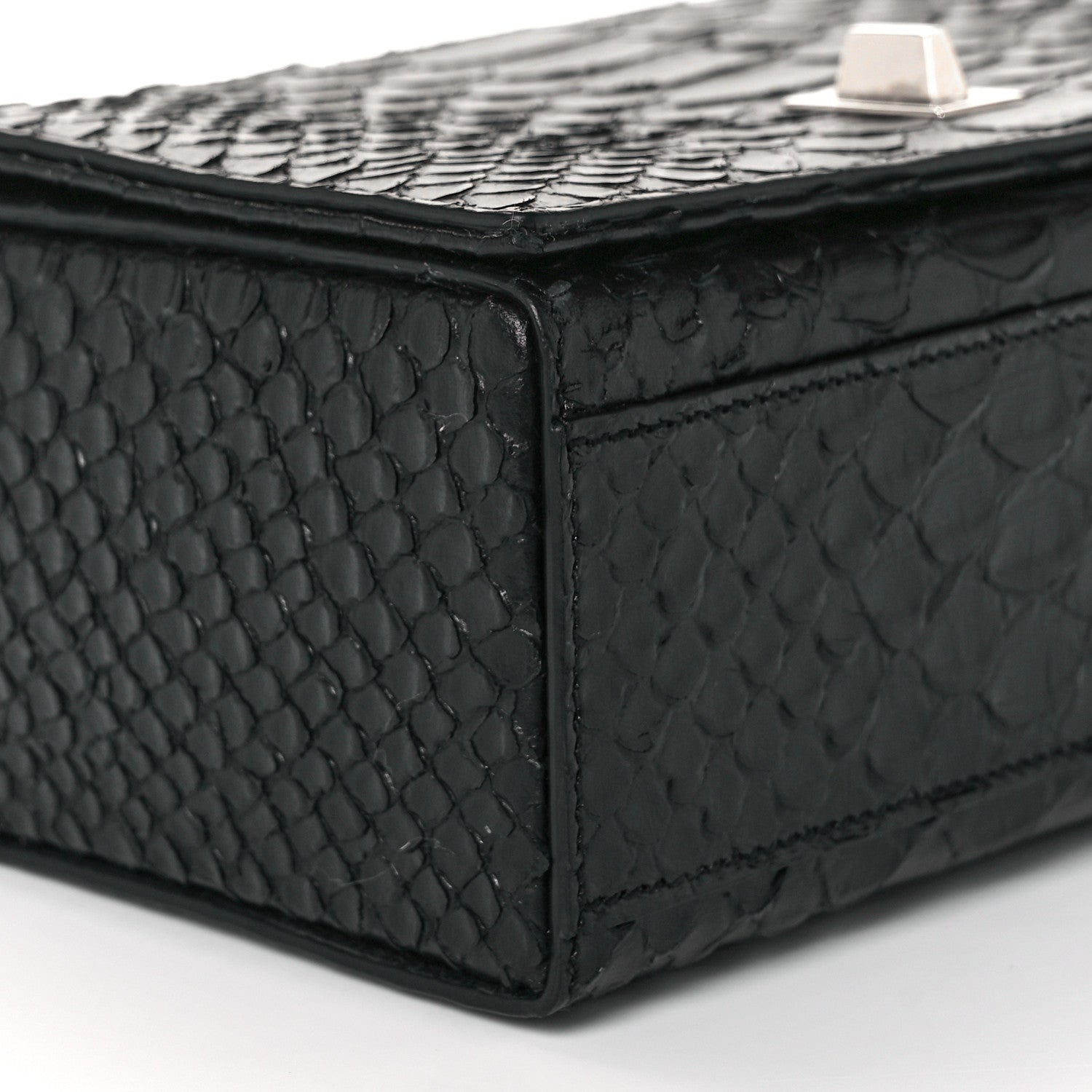 Saint Laurent Calfskin Crocodile Embossed Bag Black 4 of 7