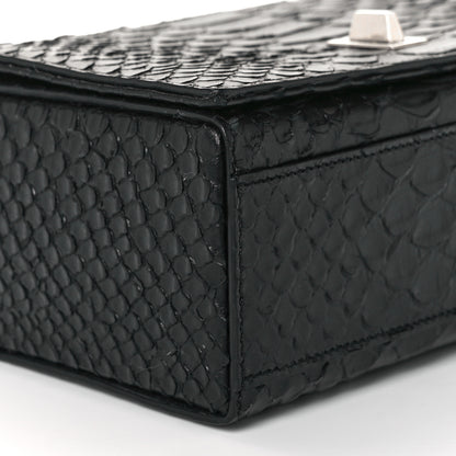 Saint Laurent Calfskin Crocodile Embossed Bag Black 4 of 7