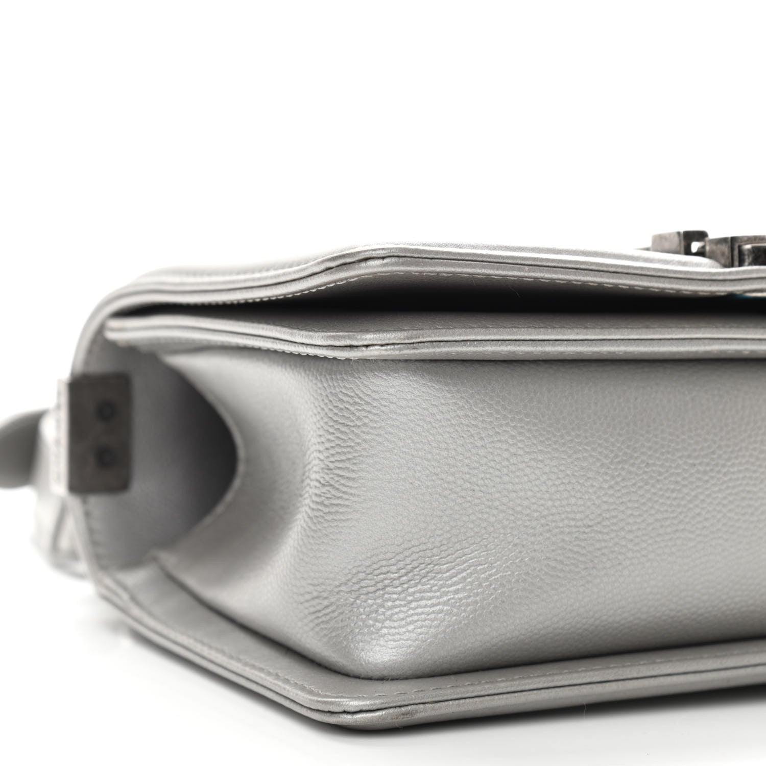 Chanel Metallic Caviar Chevron Quilted Small Boy Flap Silver 9 of 10