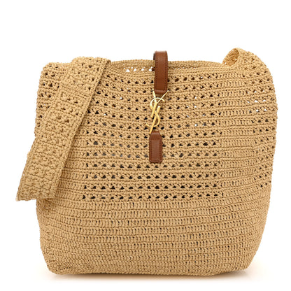 Saint Laurent SAINT LAURENT Raffia Monogram Le 5 A 7 Hobo Natural 1 of 9