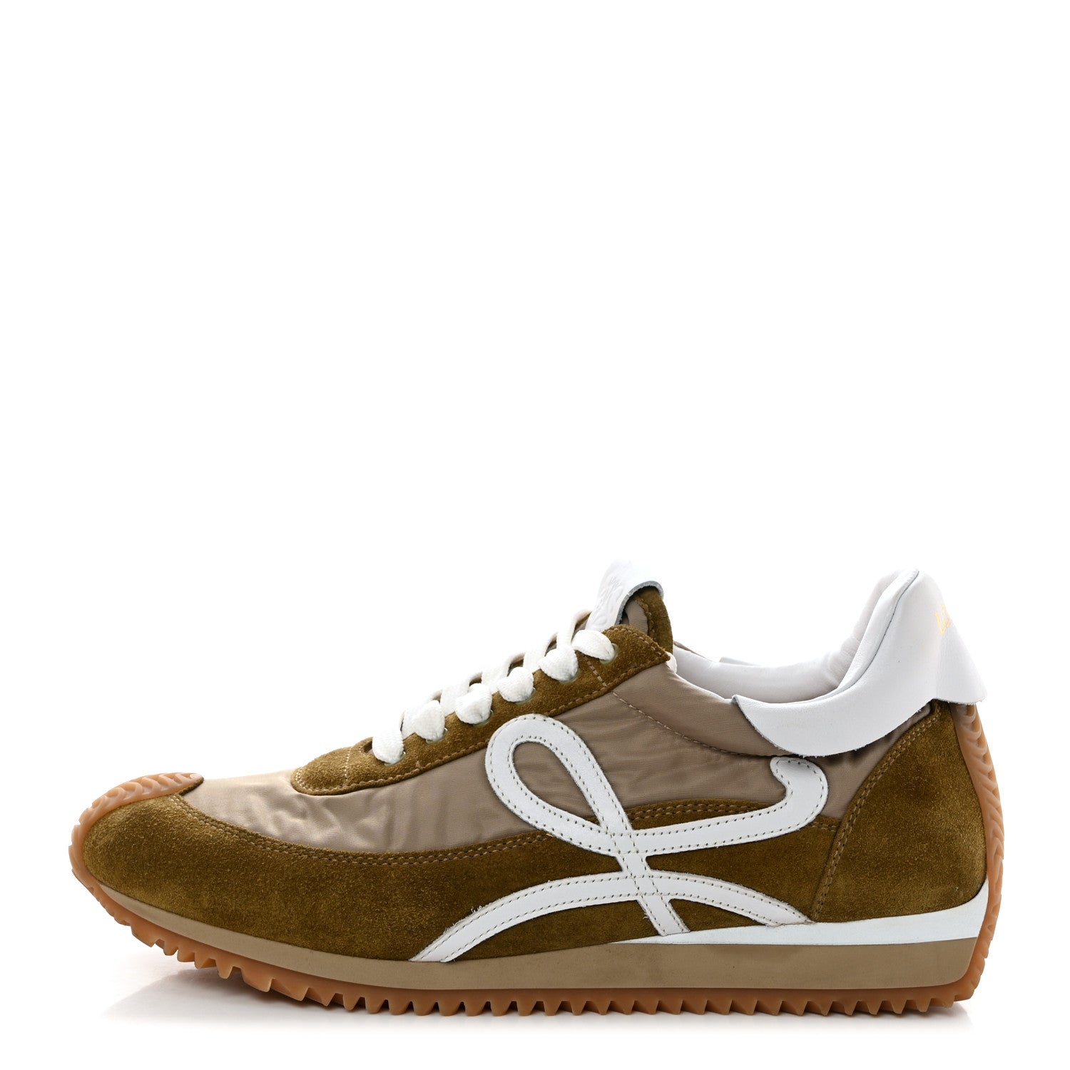 Loewe Suede Nylon Womens Flow Runner Sneakers 40 Khaki Green 1 of 8