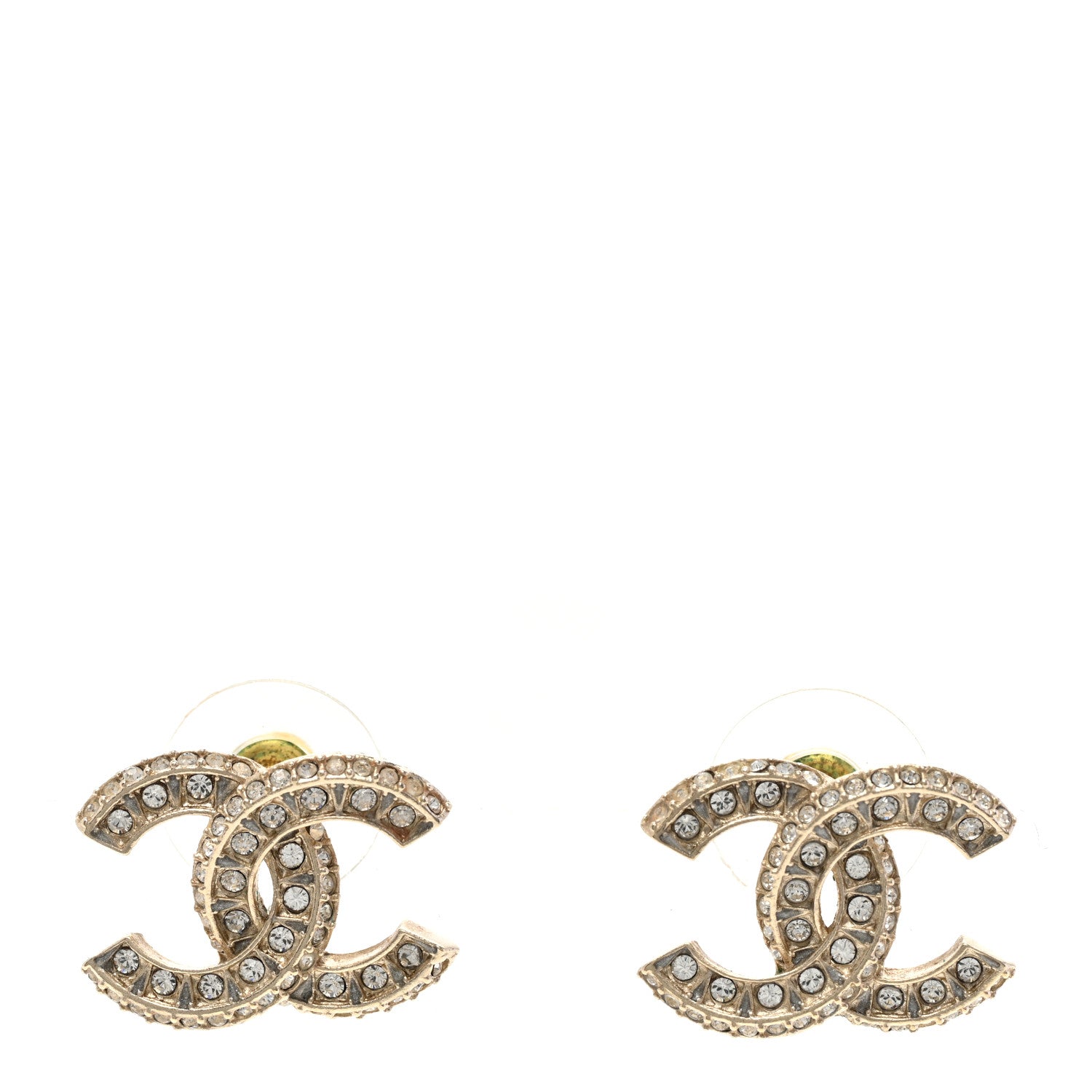 Chanel Crystal CC Earrings Gold 1 of 5
