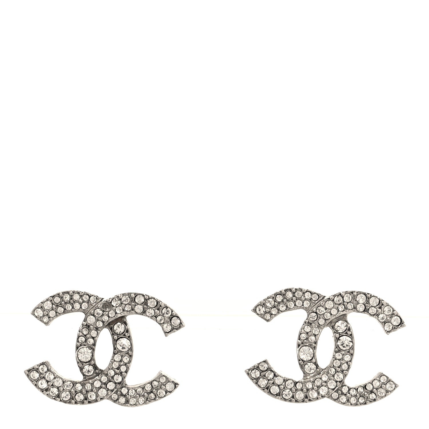 Chanel Crystal CC Earrings Silver 1 of 4