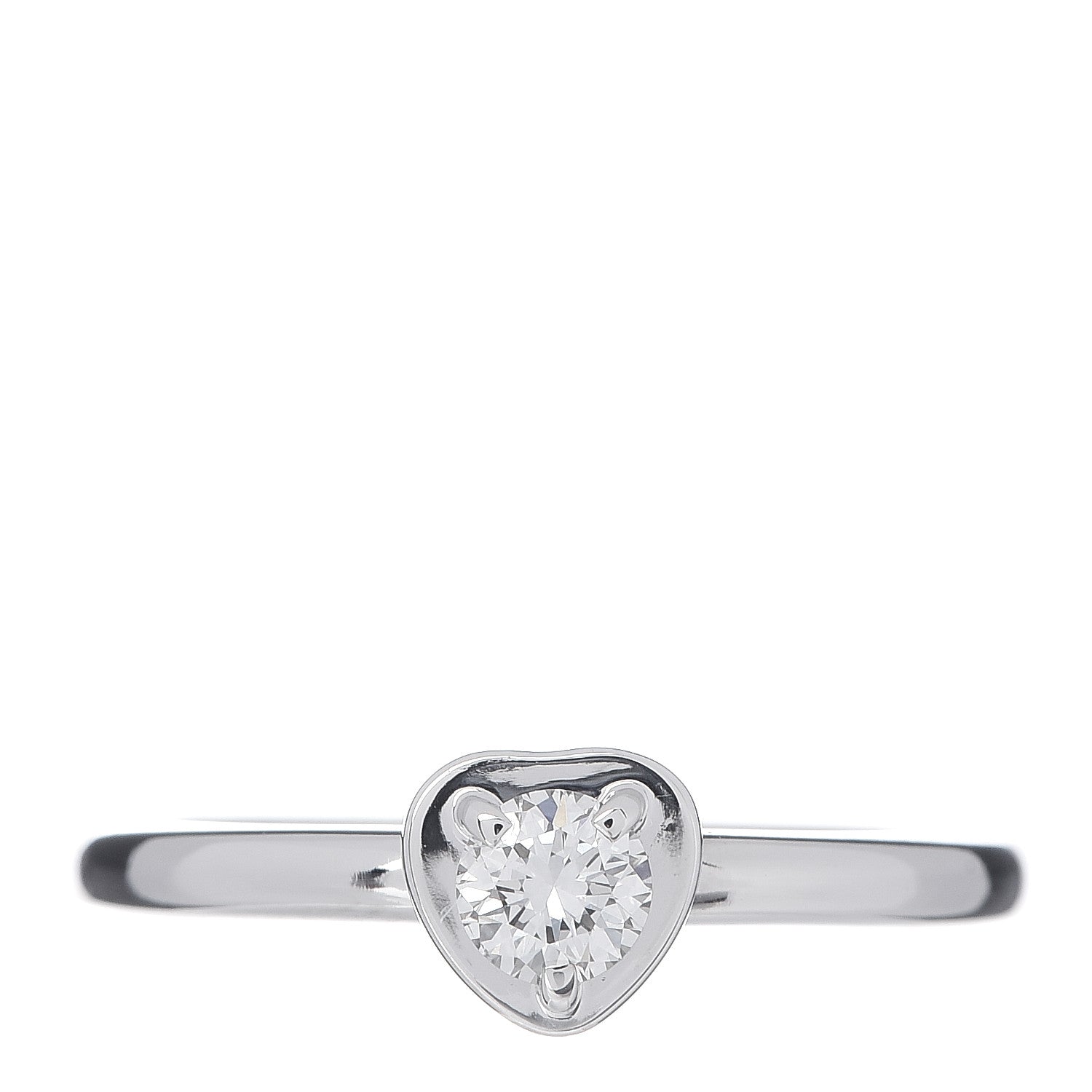 Cartier 18K White Gold Diamond D'Amour Heart Ring 46 3.75 1 of 6
