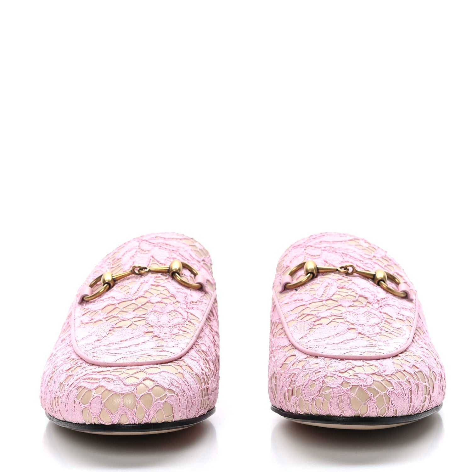 Gucci Lace Malaga Kid Womens Princetown Slippers 37.5 Sugar Pink Skin Rose 2 of 8