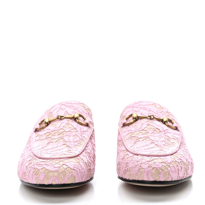 Gucci Lace Malaga Kid Womens Princetown Slippers 37.5 Sugar Pink Skin Rose 2 of 8