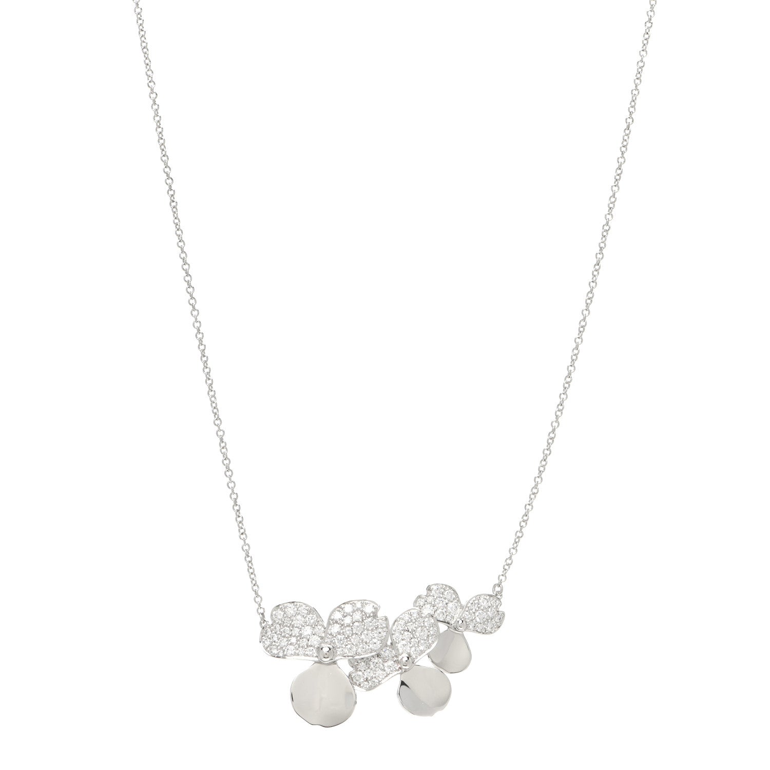 Tiffany Platinum Diamond Mini Paper Flowers Cluster Pendant Necklace 1 of 7