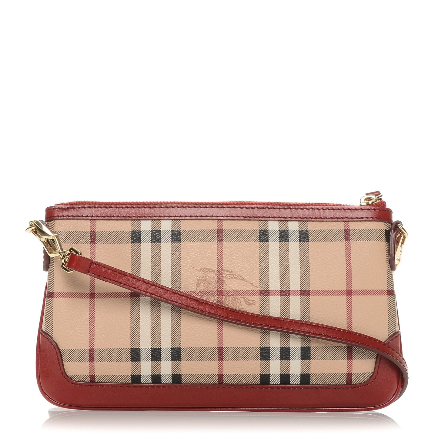 Haymarket Check Small Peyton Crossbody Clutch Bag Military Red