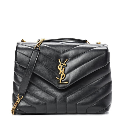 Saint Laurent Calfskin Y Quilted Monogram Small Loulou Chain Satchel Black 1 of 12