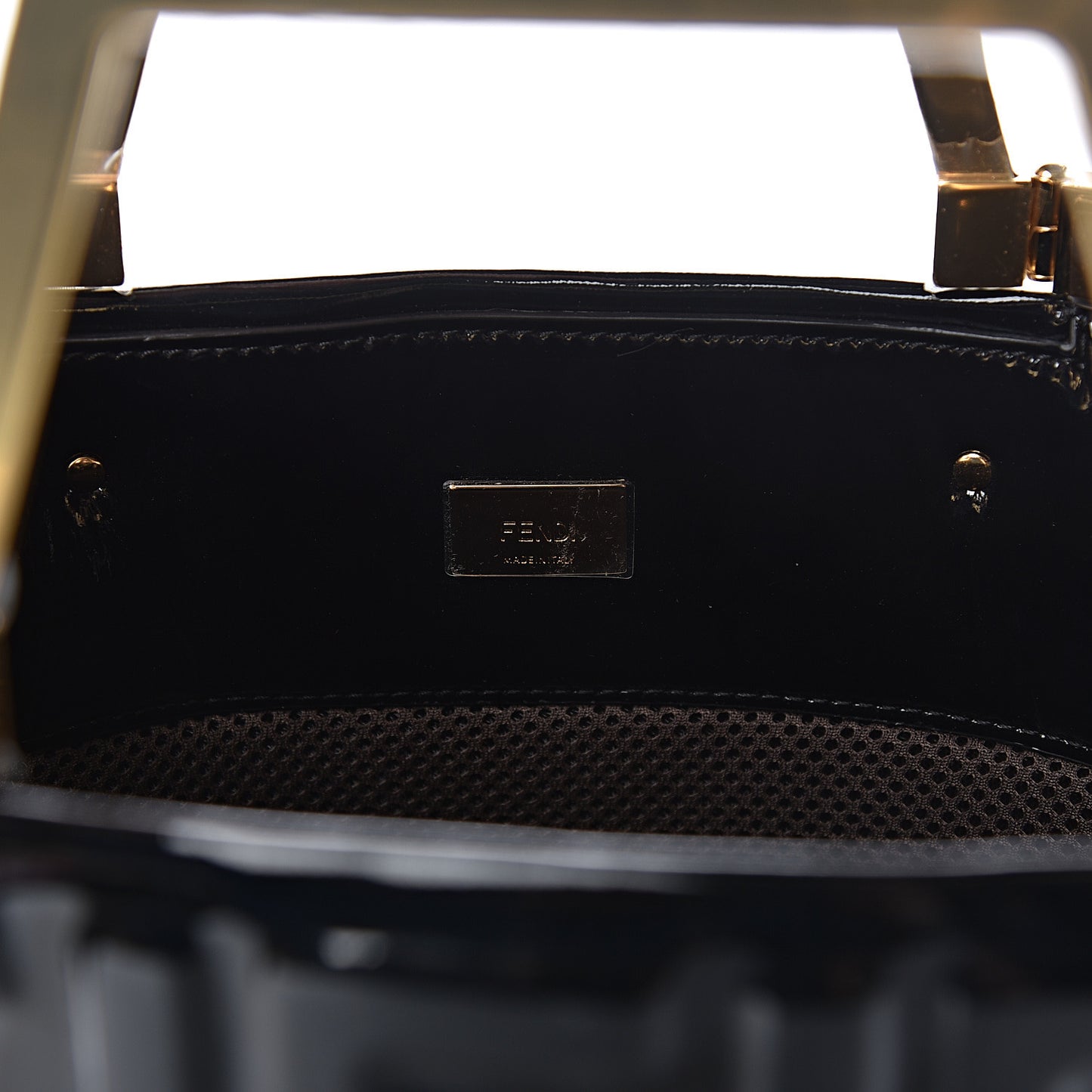 Patent FF 1974 Embossed Medium Shopping Flap Bag Black