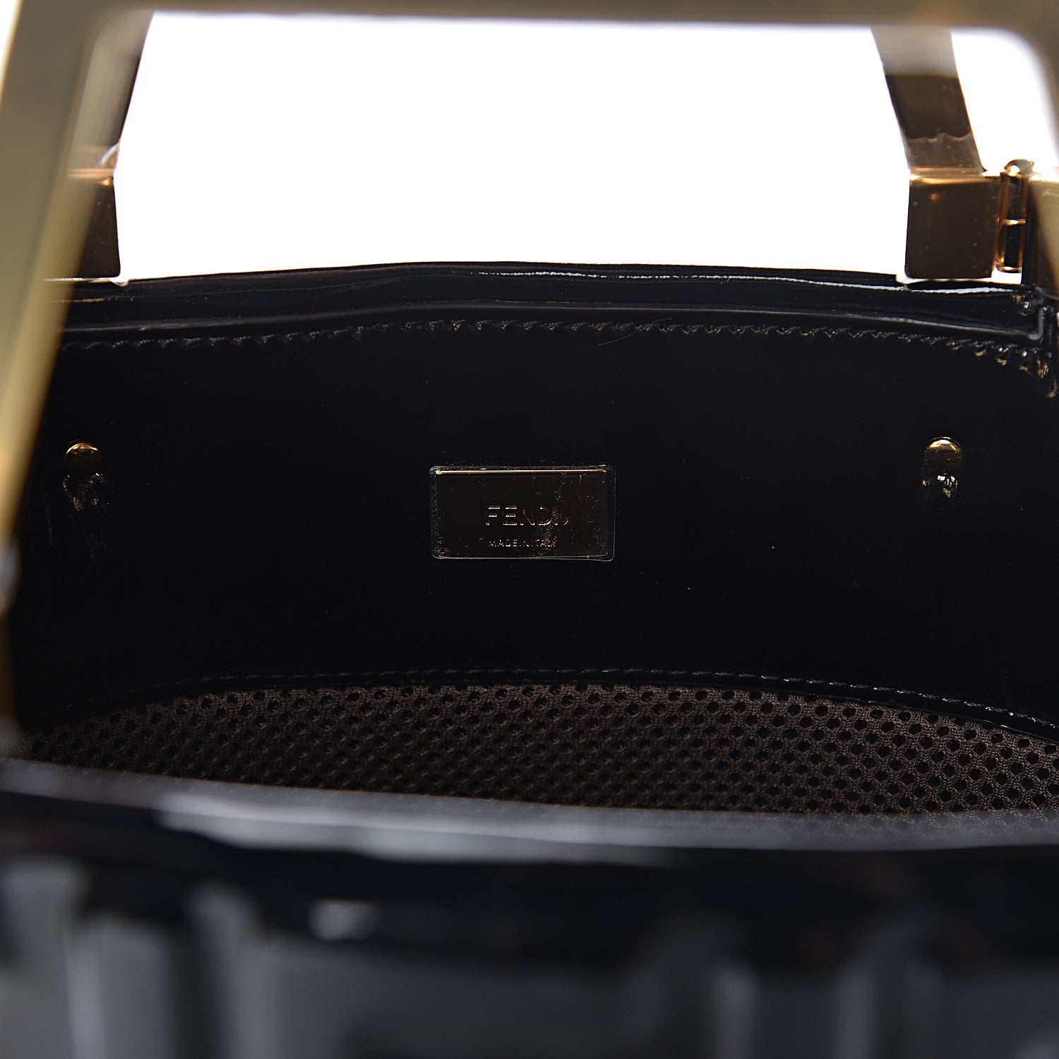 Fendi Patent FF 1974 Embossed Medium Shopping Flap Bag Black 9 of 13