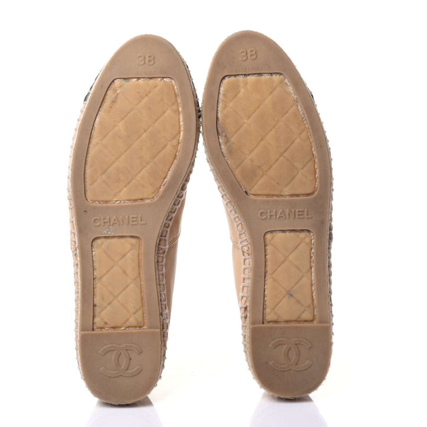 Lambskin CC Espadrilles 38 Beige Black