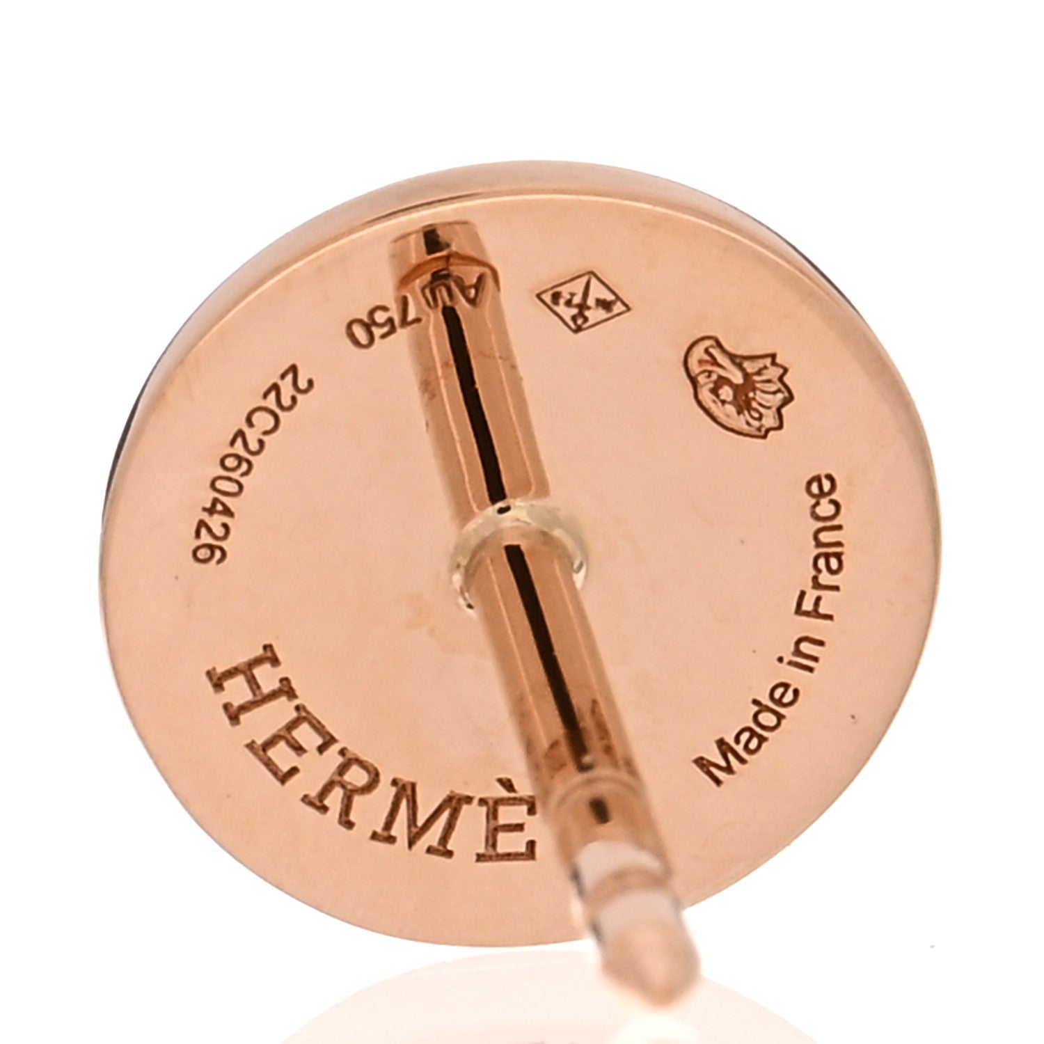 Hermes 18K Rose Gold TPM Ex-Libris Stud Earrings 4 of 5