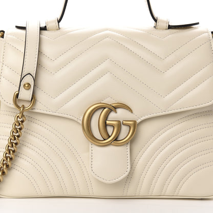 Gucci Calfskin Matelasse Small GG Marmont Top Handle Shoulder Bag White 13 of 13