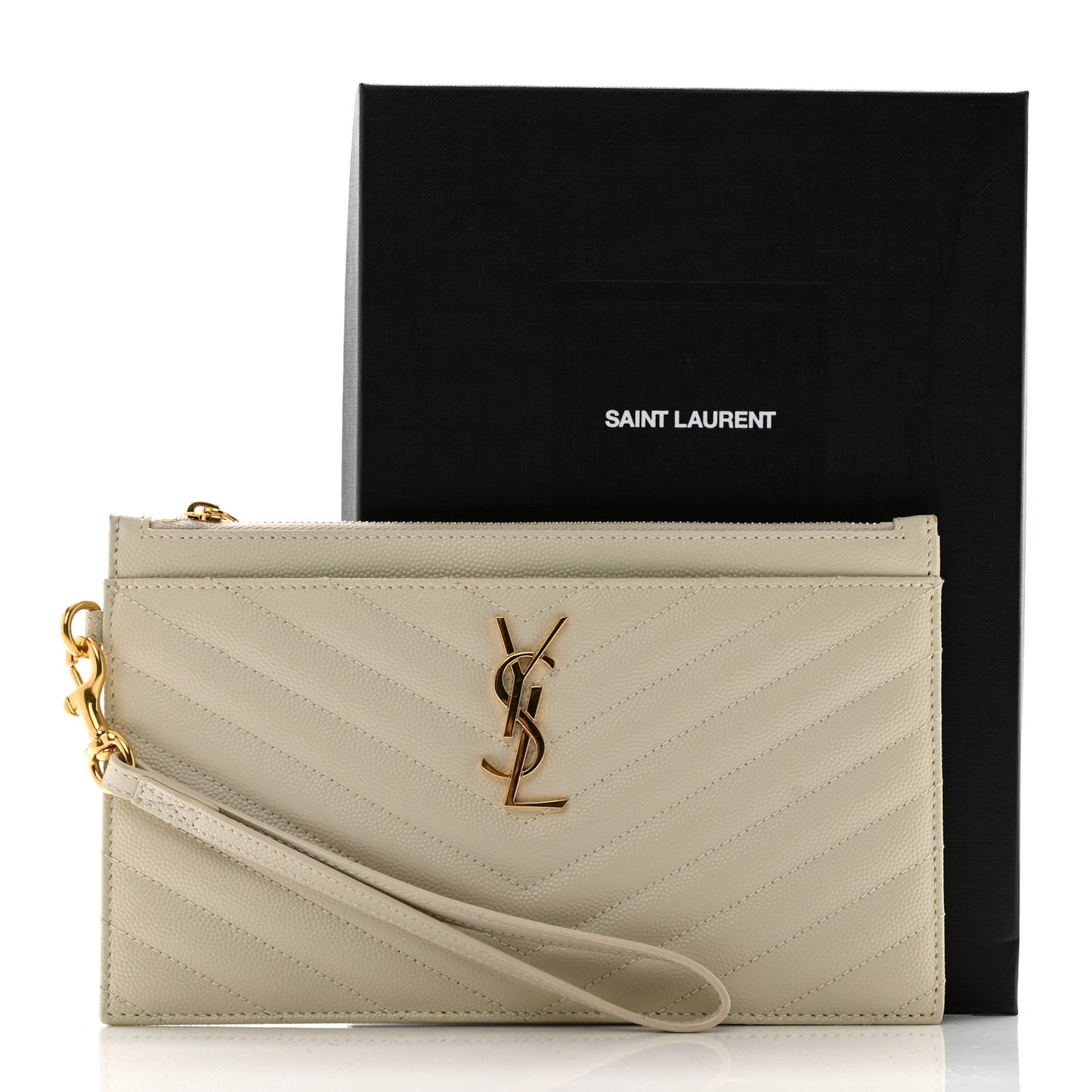 Grain De Poudre Chevron Monogram Bill Pouch Crema Soft