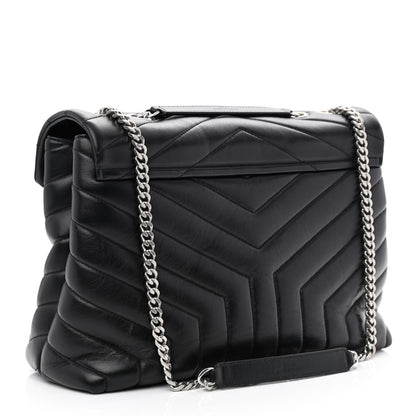 Saint Laurent Calfskin Y Quilted Monogram Medium Loulou Chain Satchel Black 3 of 10