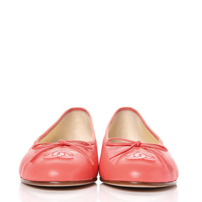 Chanel Lambskin Cap Toe CC Ballerina Flats 37 Corail 2 of 9
