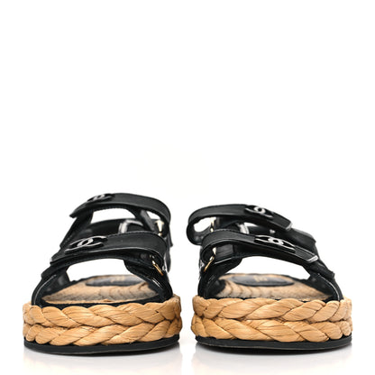 Chanel Mesh Patent Calfskin Velcro Dad Sandals 38 Black 2 of 9