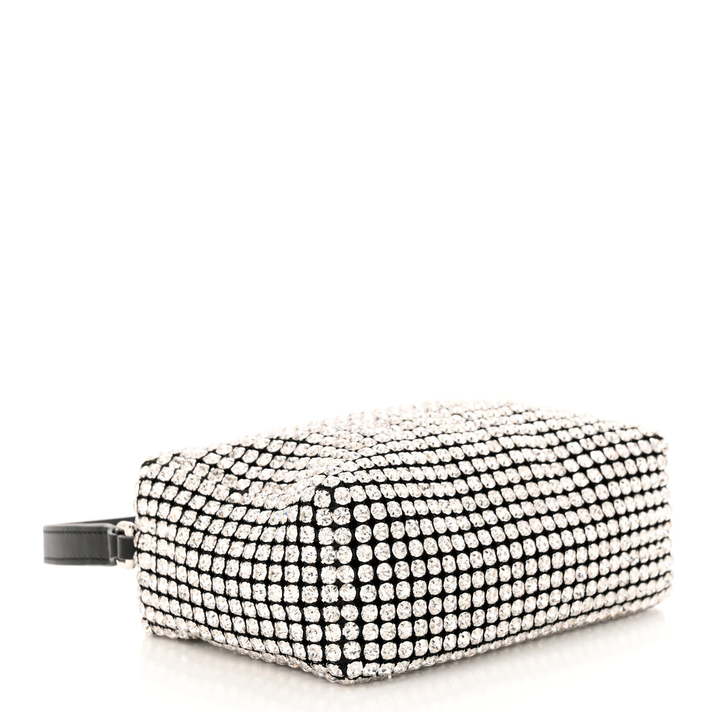 Mesh Crystal Rhinestone Mini Heiress Pouch Black Silver