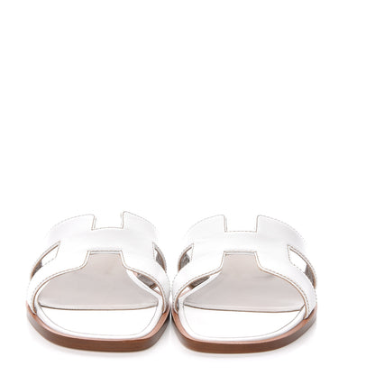 Hermes Box Calfskin Oran Sandals 39 White 2 of 9