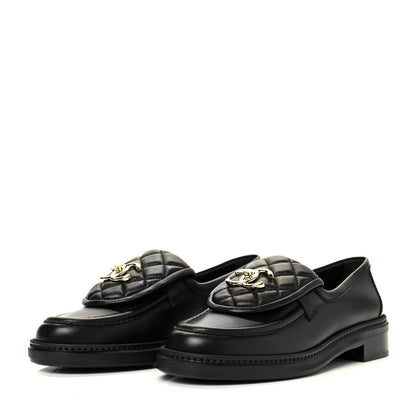 Chanel Lambskin Quilted CC Turnlock Loafers 36 Black 3 of 8