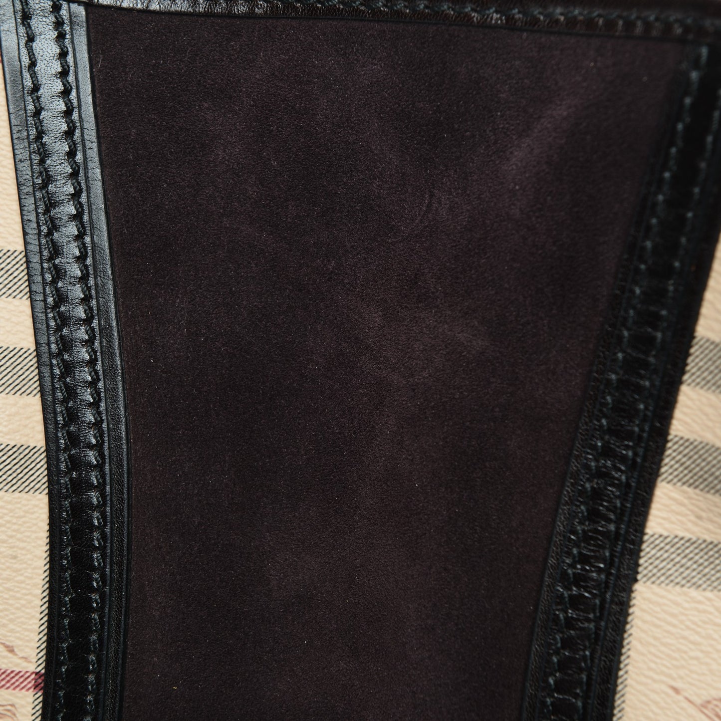 Suede Haymarket Check Colorblock Small Canterbury Tote Dark Brown