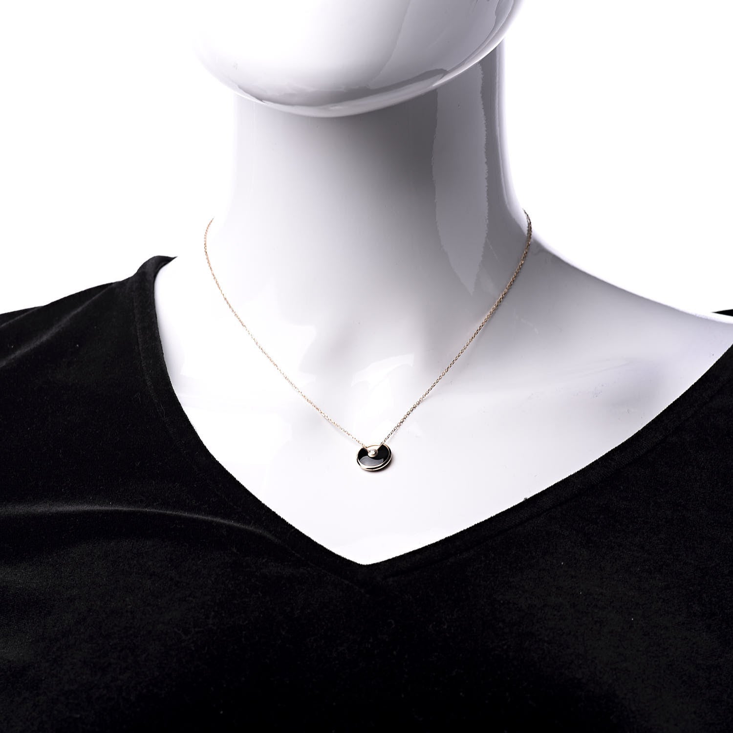 Cartier 18K Pink Gold Diamond Black Onyx XS Amulette de Cartier Pendant Necklace 2 of 8