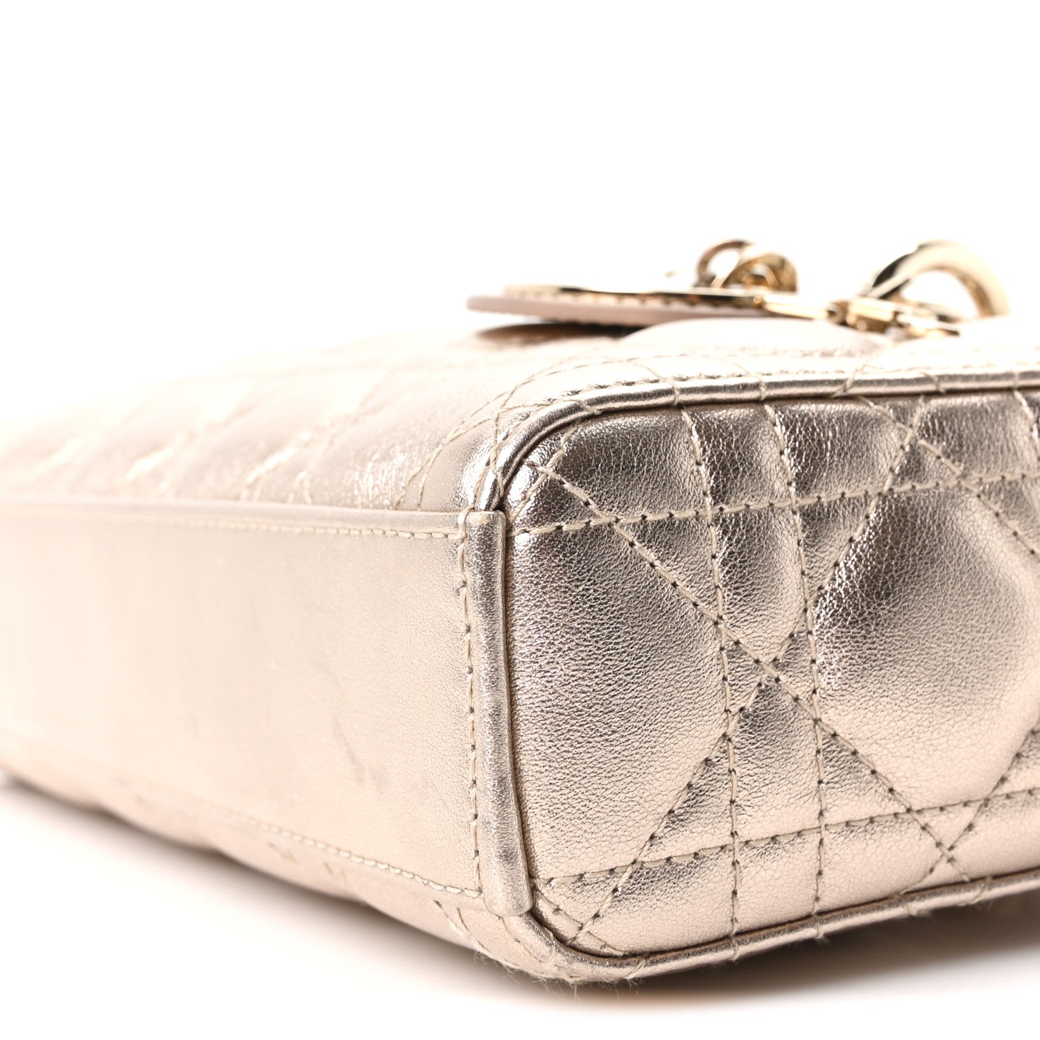 Christian Dior Metallic Lambskin Cannage Small Lady D-Joy Champagne 9 of 9