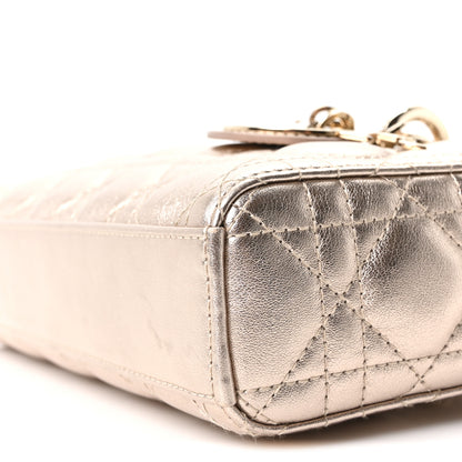 Christian Dior Metallic Lambskin Cannage Small Lady D-Joy Champagne 9 of 9