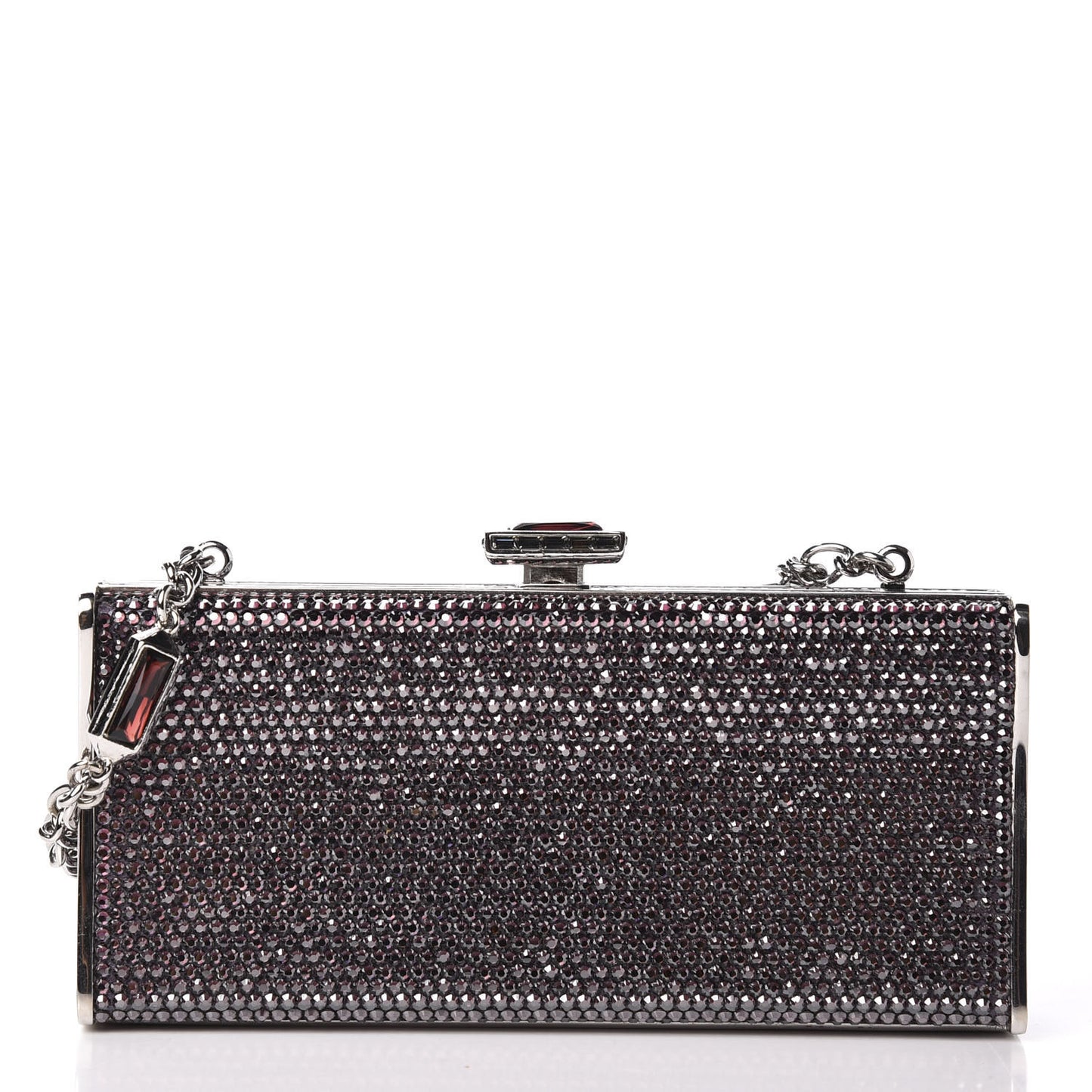 Swarovski Crystal Minaudiere Clutch Silver Purple