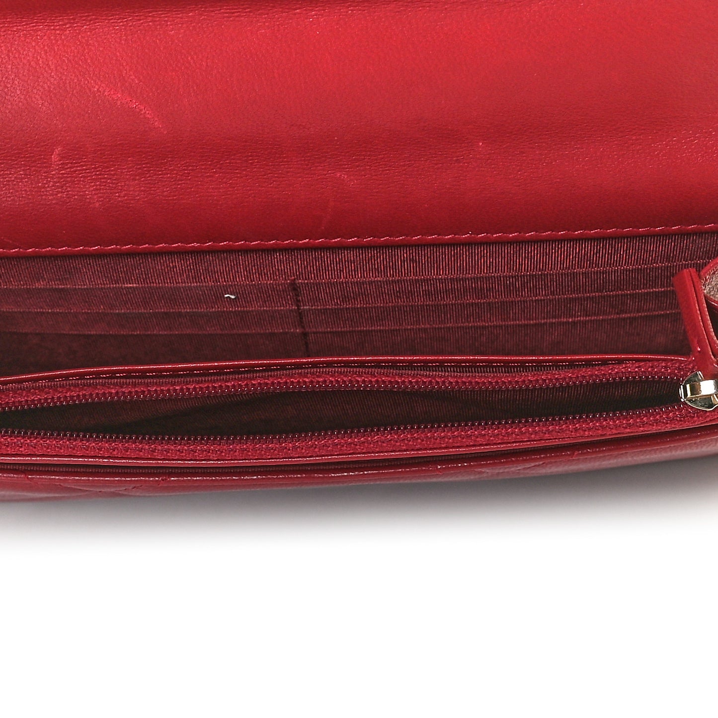 Goatskin Quilted Chanel 19 Wallet On Chain WOC Red