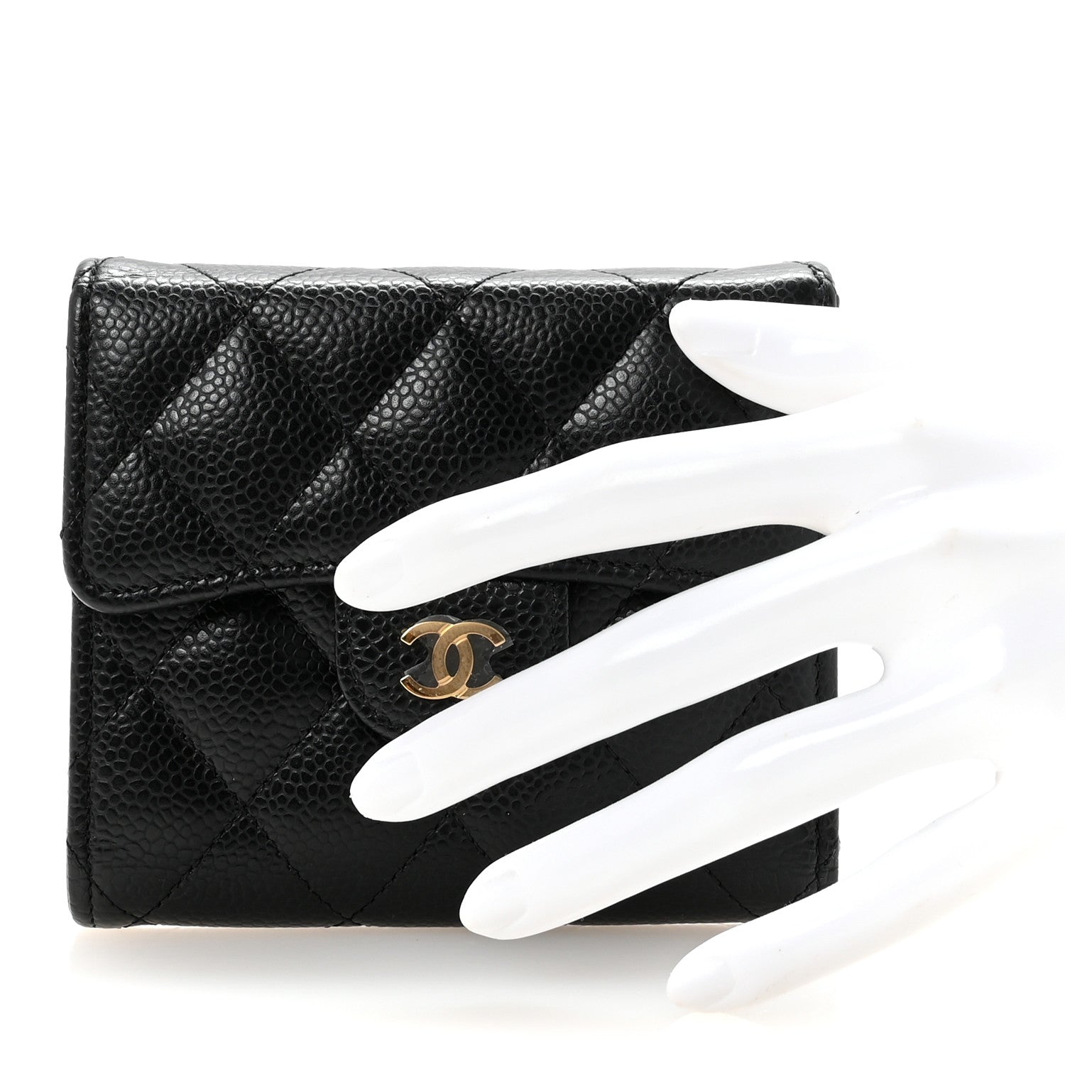 Chanel Caviar Quilted Compact Flap Wallet Black 2 of 9