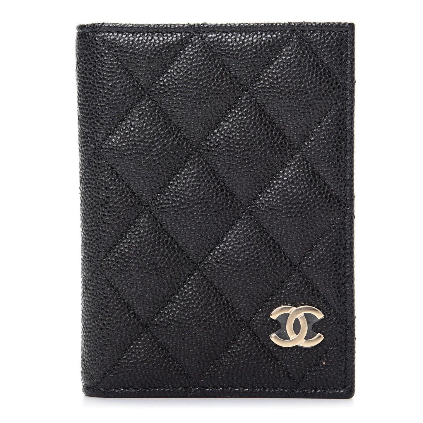 Caviar Quilted Card Holder Wallet Black
