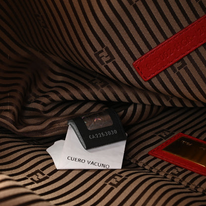 Fendi Vitello Foldover Clutch Red Brown 4 of 10