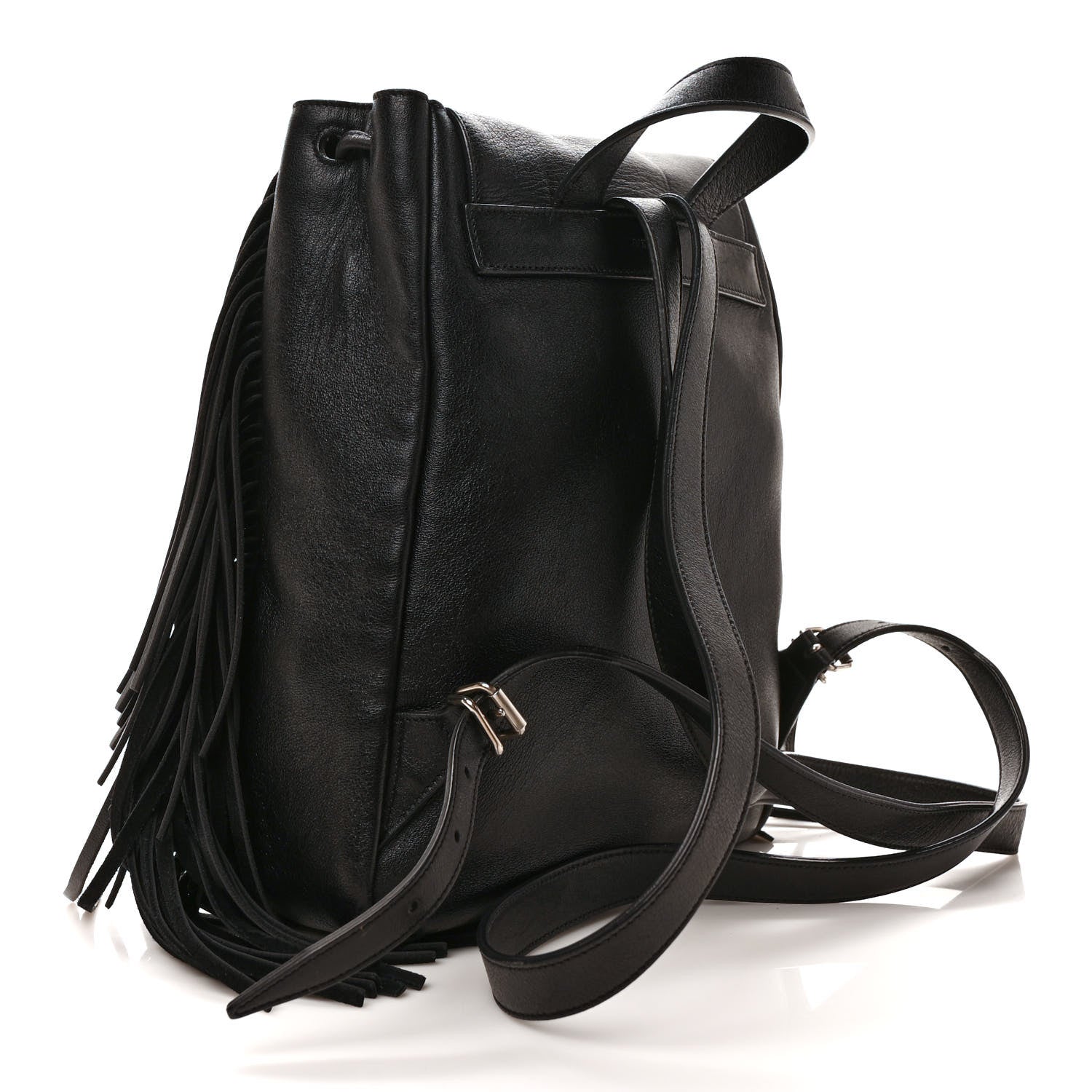 Saint Laurent Calfskin Fringe Festival Backpack Black 3 of 9