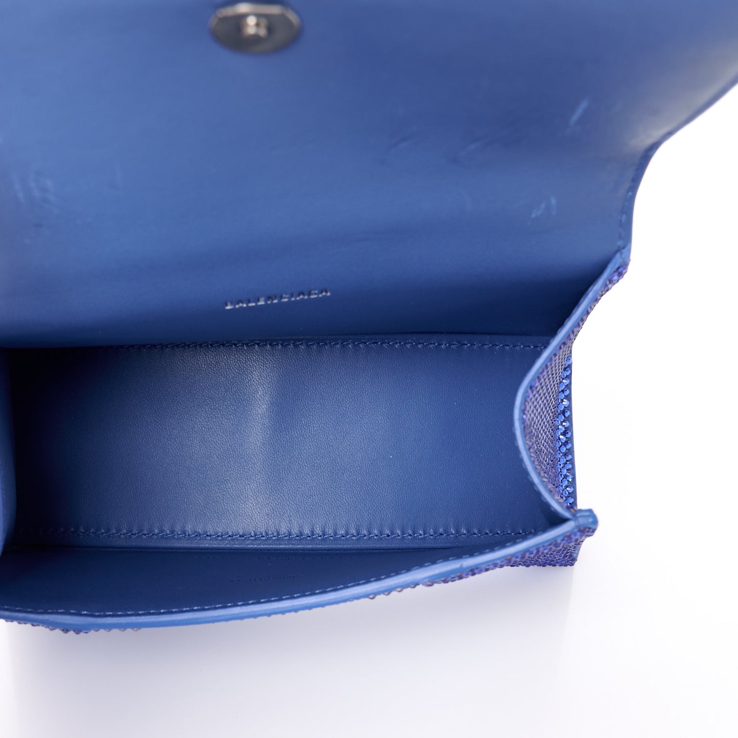 Strass Suede Hourglass Top Handle Bag XS Electric Blue