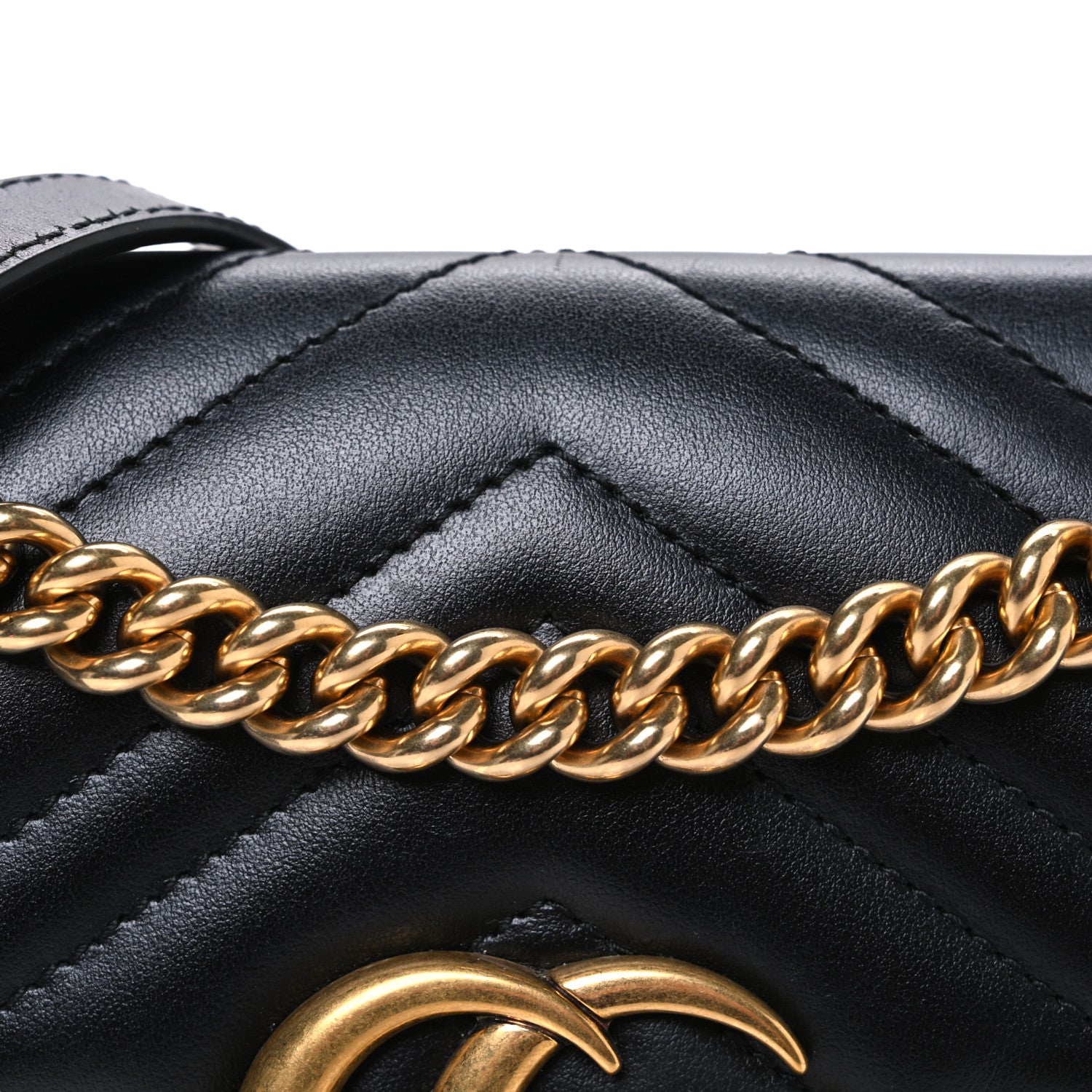 Gucci Calfskin Matelasse Mini GG Marmont Shoulder Bag Black 8 of 10