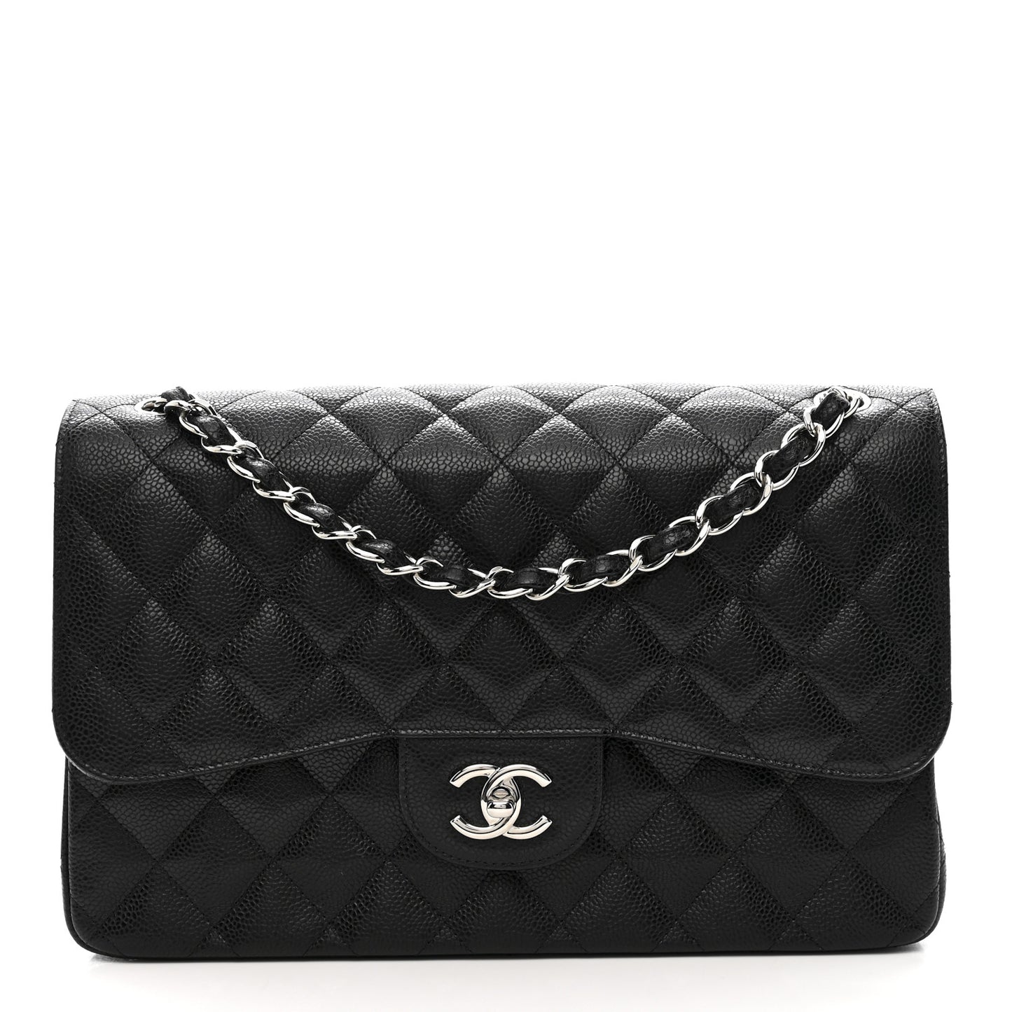 Caviar Quilted Jumbo Double Flap Black
