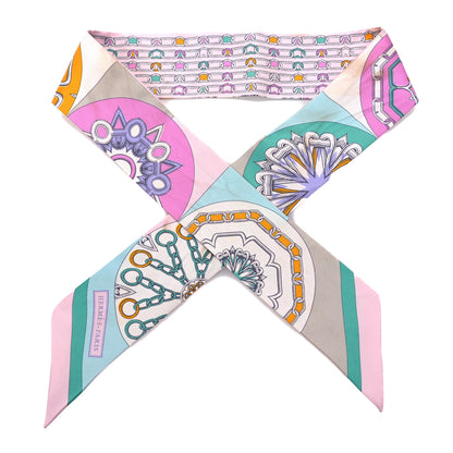 Hermes Silk L'Effet Kaleidoscope Twilly Rose Turquoise Multicolor 1 of 6