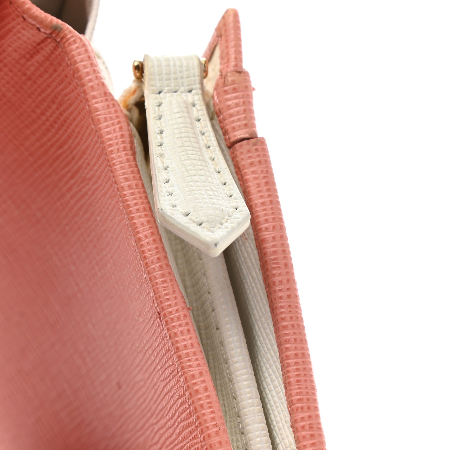 Vitello Elite Bi-Color Compact Wallet Pesca White