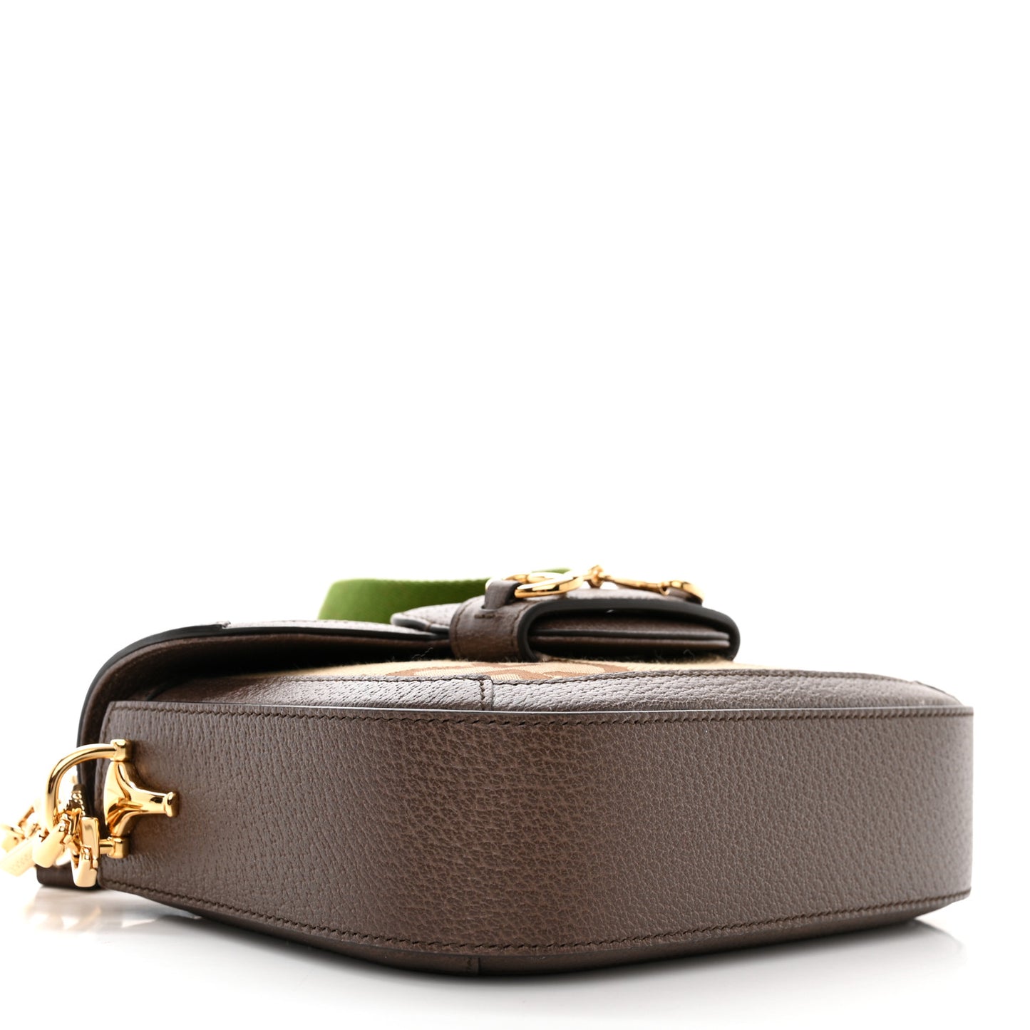 Monogram Jumbo GG Textured Dollar Calfskin Web Mini Horsebit 1955 Shoulder Bag Camel Ebony New Acero