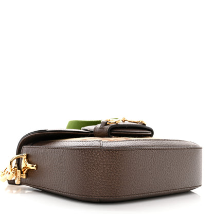 Gucci Monogram Jumbo GG Textured Dollar Calfskin Web Mini Horsebit 1955 Shoulder Bag Camel Ebony New Acero 4 of 11