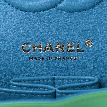 Chanel Lambskin Quilted Small Double Flap Green Blue 8 of 9