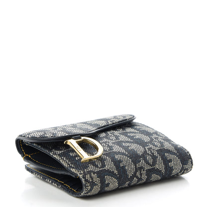 Christian Dior Monogram Compact Saddle Wallet Blue 4 of 11