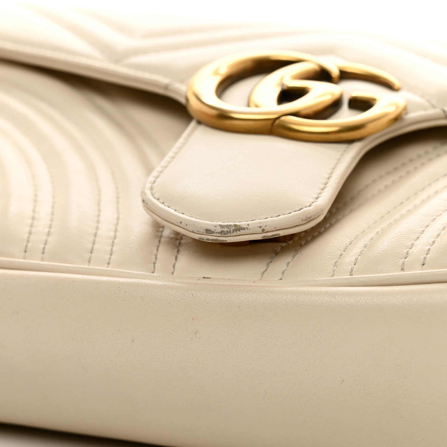 Gucci Calfskin Matelasse Small GG Marmont Shoulder Bag White 11 of 12