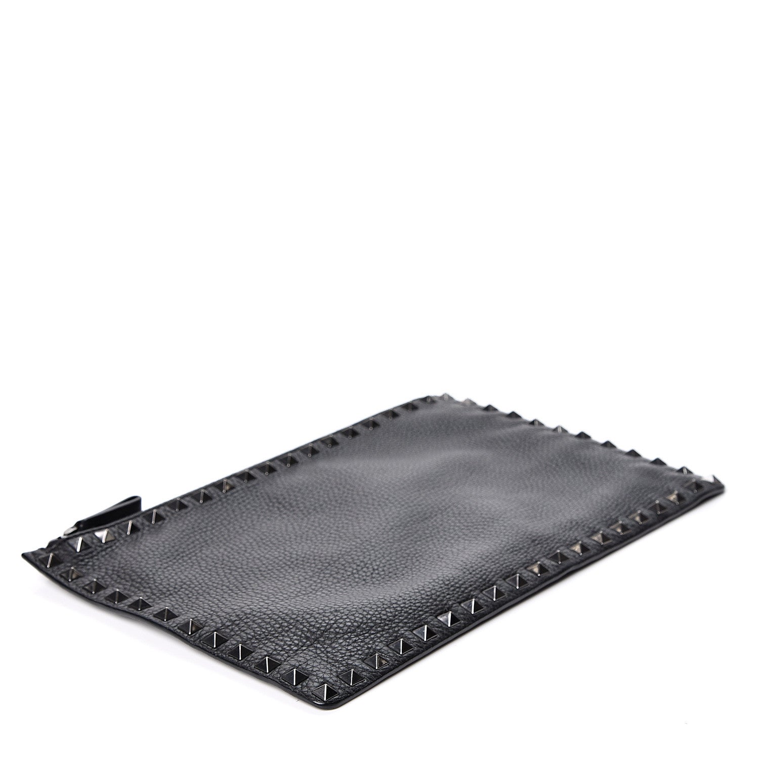 Valentino Garavani Pebbled Calfskin Large Rockstud Zip Pouch Black 3 of 8