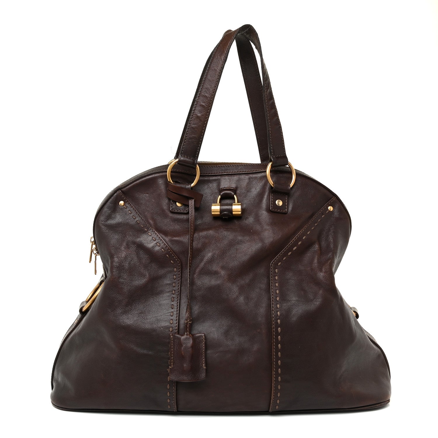 Saint Laurent Calfskin Oversized Muse Dark Brown 1 of 29